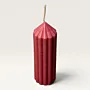 Handmade Tapered Ribbed Pillar Candle in Pink – 110 g