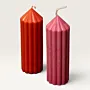 Handmade Tapered Ribbed Pillar Candle in Red – 110 g