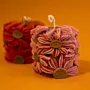 Handmade Floral Bouquet Pillar Candle in Red – 150 g