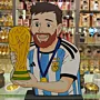 Handcrafted Messi World Cup Wooden Football 2D Figure 23x18 cm
