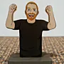 Handcrafted Hans Flick Wooden Football 2D Figure 16x14 cm