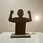 Handcrafted Hans Flick Wooden Football 2D Figure 16x14 cm