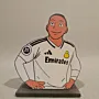 Handcrafted Kylian Mbappé Wooden Football 2D Figure 16x13 cm