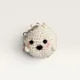 Handmade White Crochet Dog Mini Amigurumi Keychain Charm