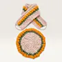 Handmade Cotton Crochet Yellow Tulip Mug Set with Coaster