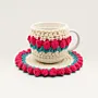 Handmade Cotton Crochet Pink Tulip Mug Set with Coaster