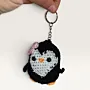 Handmade Crochet Black Penguin Amigurumi Keychain Charm