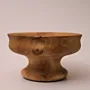 Footed Paulownia Wood Bowl with Raised Pedestal Base