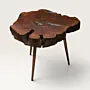 Ancient Mahras Olive Wood and Pewter Artisan Table