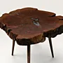 Ancient Mahras Olive Wood and Pewter Artisan Table