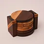 Walnut and Olive Wood Coaster Set with Holder 6 Pieces