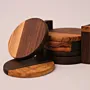 Walnut and Olive Wood Coaster Set with Holder 6 Pieces
