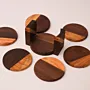 Walnut and Olive Wood Coaster Set with Holder 6 Pieces