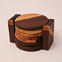 Walnut and Olive Wood Coaster Set with Holder 6 Pieces