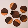Walnut and Olive Wood Coaster Set with Holder 6 Pieces