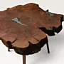 Natural Perennial Roman Olive Wood and Pewter Artisan Table