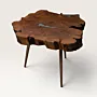 Natural Perennial Roman Olive Wood and Pewter Artisan Table