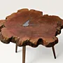 Natural Perennial Roman Olive Wood and Pewter Artisan Table