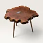 Natural Perennial Roman Olive Wood and Pewter Artisan Table