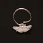 Red Cherry Blossom Ring in Mother-of-Pearl Coral and Silver Free Size