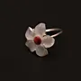 Red Cherry Blossom Ring in Mother-of-Pearl Coral and Silver Free Size