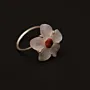 Red Cherry Blossom Ring in Mother-of-Pearl Coral and Silver Free Size