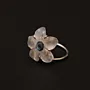 Green Cherry Blossom Ring in Mother-of-Pearl Abalone and Silver Free Size
