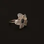 Green Cherry Blossom Ring in Mother-of-Pearl Abalone and Silver Free Size