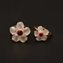 Red Cherry Blossom Ring in Mother-of-Pearl Coral and Copper Free Size