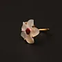 Red Cherry Blossom Ring in Mother-of-Pearl Coral and Copper Free Size