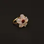 Red Cherry Blossom Ring in Mother-of-Pearl Coral and Copper Free Size
