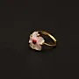 Red Cherry Blossom Ring in Mother-of-Pearl Coral and Copper Free Size