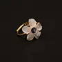 Green Cherry Blossom Ring in Mother-of-Pearl Abalone and Copper Free Size