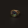 Hand-Carved Abalone and Copper Ring in Free Size