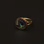 Hand-Carved Abalone and Copper Ring in Free Size
