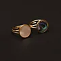 Hand-Carved Abalone and Copper Ring in Free Size