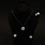 Green Cherry Blossom Mother-of-Pearl Silver Jewellery Set 3 Pieces