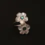 Green Cherry Blossom Mother-of-Pearl Silver Jewellery Set 3 Pieces