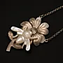 Hand-Carved Mother-of-Pearl Bee Necklace in Silver 43 cm