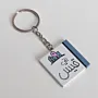 Personalized Wooden Arabic Name Keychain with Teal Side Stripe - 4 x 4 cm
