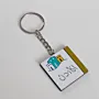 Personalized Wooden Arabic Name Keychain with Turquoise Yellow City - 4 x 4 cm