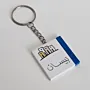 Personalized Wooden Arabic Name Keychain with Gold Blue Window - 4 x 4 cm