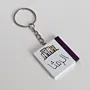 Personalized Wooden Arabic Name Keychain with Purple Side Accent - 4 x 4 cm