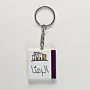 Personalized Wooden Arabic Name Keychain with Purple Side Accent - 4 x 4 cm