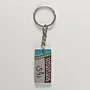 Personalized Arabic Name Keychain with Narrow Brown Aqua Pattern - 4 x 2 cm