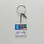 Personalized Wooden Arabic Name Keychain with Palestine Blue Tile - 4 x 4 cm
