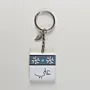 Personalized Wooden Arabic Name Keychain with Ali Grey Floral - 4 x 4 cm