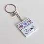 Personalized Wooden Arabic Name Keychain with Lebanon Purple Flower - 4 x 4 cm