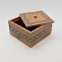 Handmade Wooden Keepsake Box with Teal Diamond Detail