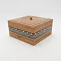 Handmade Wooden Keepsake Box with Teal Diamond Detail